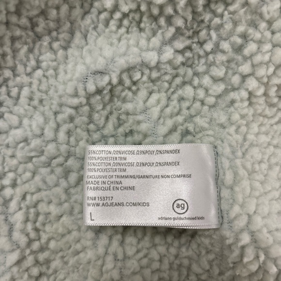 AG Adriano Goldschmied Denim Jacket Reversible Plaid Sleeves Sherpa Collar Large - Picture 10 of 16